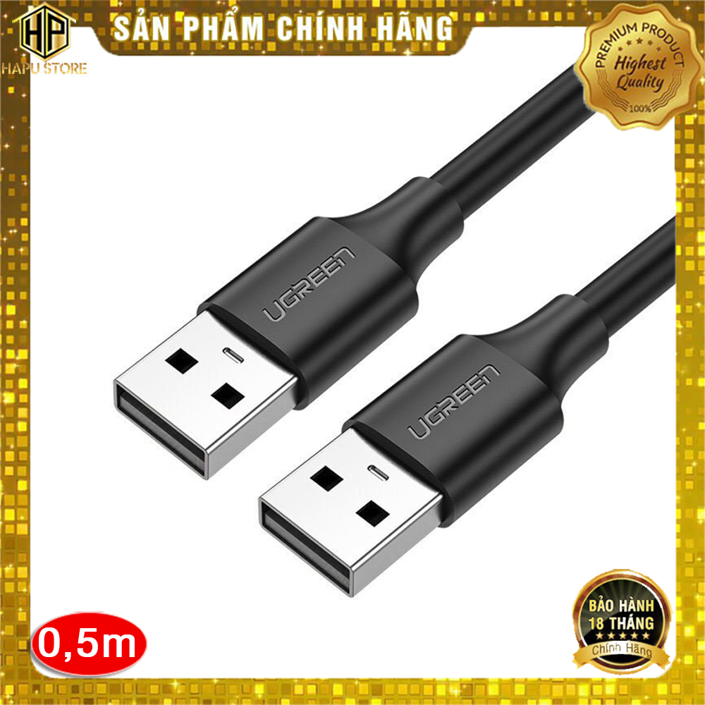 Cáp usb 2.0 hai đầu đực ugreen 10308 dài 0,5m chính hãng - hapustore