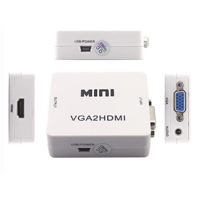 BỘ chuyển đổi tín hiệu từ VGA sang HDMI có âm thanh + Cáp Micro USB cấp nguồn (Hộp box vga sang hdmi MINI ),Bộ Chuyển Đổi VGA Sang HDMI Kiểu Dáng Nhỏ Gọn Dễ Sử Dụng,