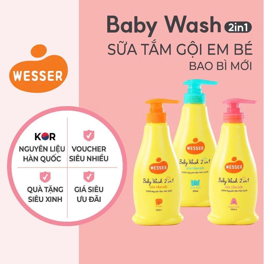 Sữa Tắm Gội Wesser 200ml/500ml Sữa Tắm Gội Toàn Thân Cho Bé Sơ Sinh