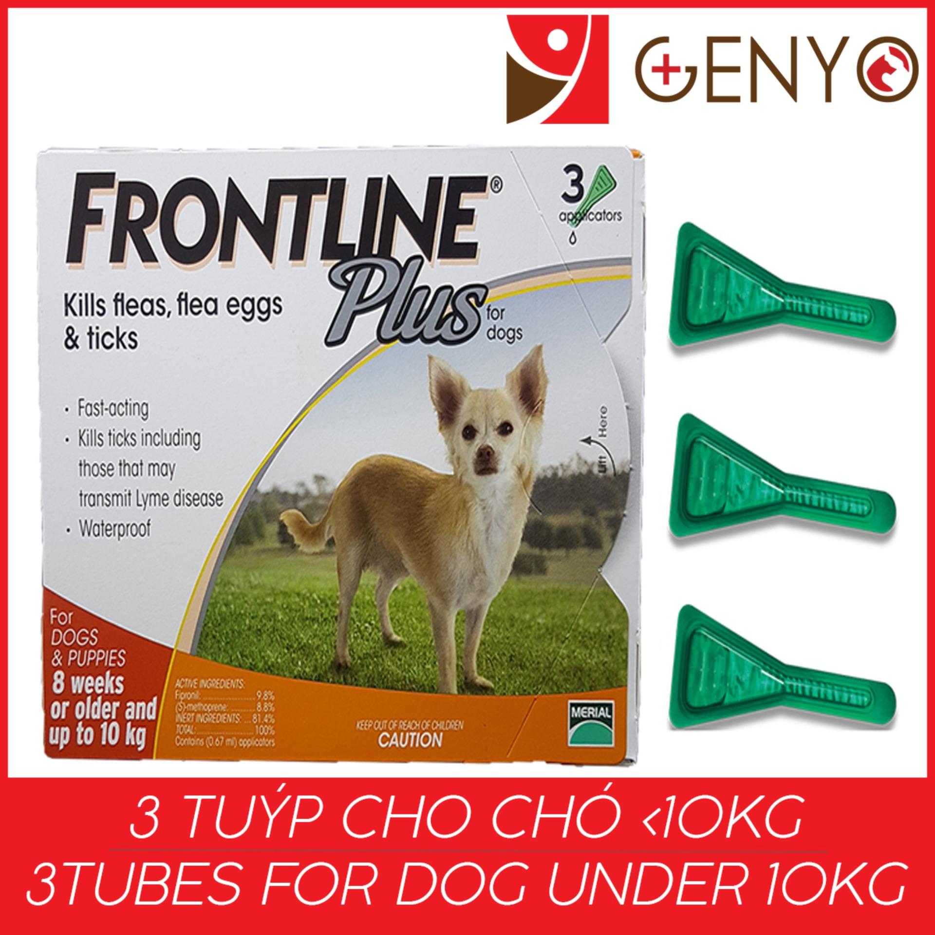 Nhỏ gáy trị ve ghẻ, bọ chét cho chó Dưới 10kg - Hộp 3 ống Merial Frontline Plus