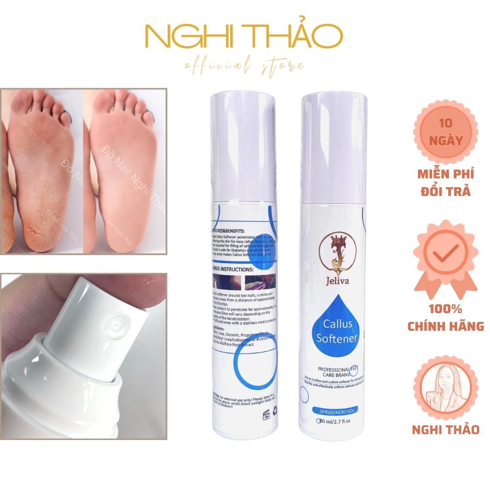 Chai xịt mềm da chà gót jeliva nghi thảo 80ml