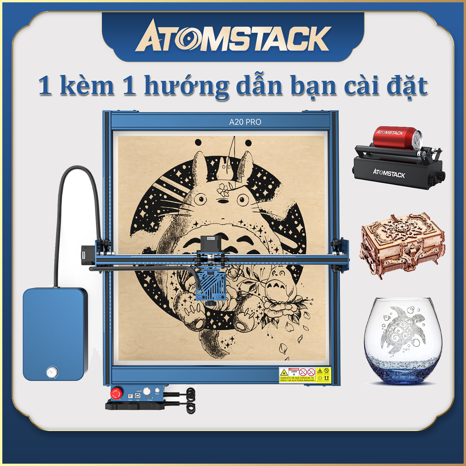 ATOMSTACK A20 Pro 20W Máy khắc laser,Có thể khắc nhựa, gỗ, thép không gỉ,máy khắc laser kim loại,máy khắc laser gỗ