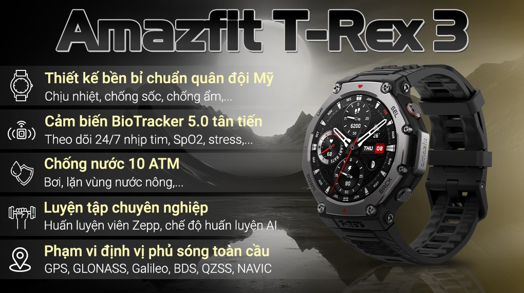 Đồng hồ thông minh amazfit t-rex 3 47.1mm