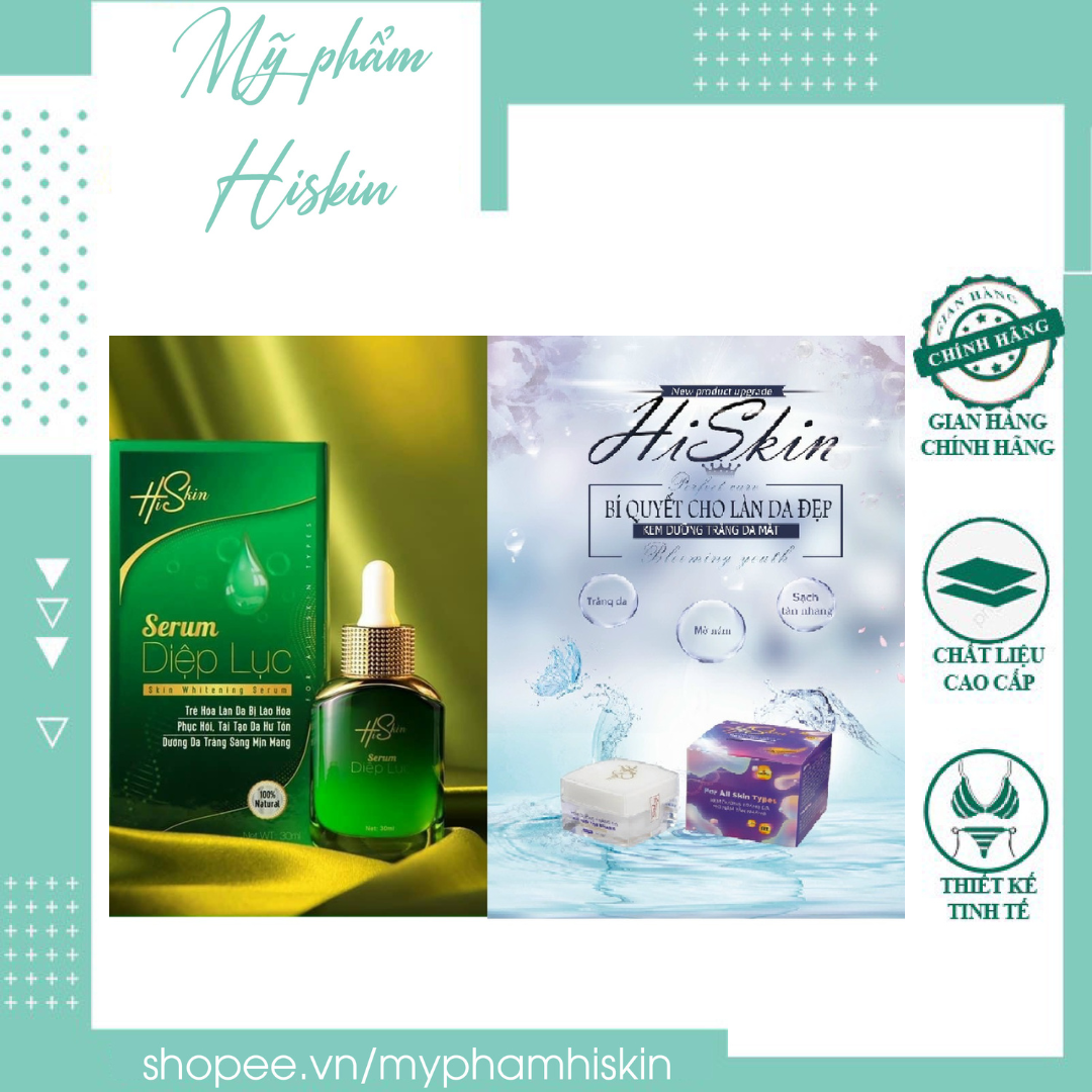 Combo serumm diệp lục và kem dưỡng trắng da, mờ nám tái tạo làn da mịn màng