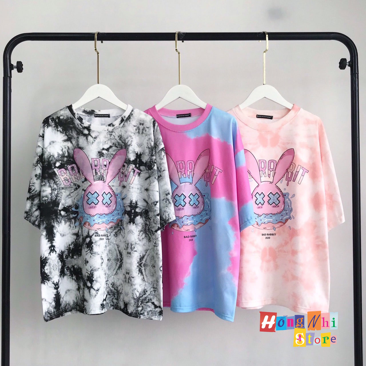 Áo thun tie tee in hình tay lửng dáng rộng - áo thun loang màu tay lỡ form rộng unisex - mm