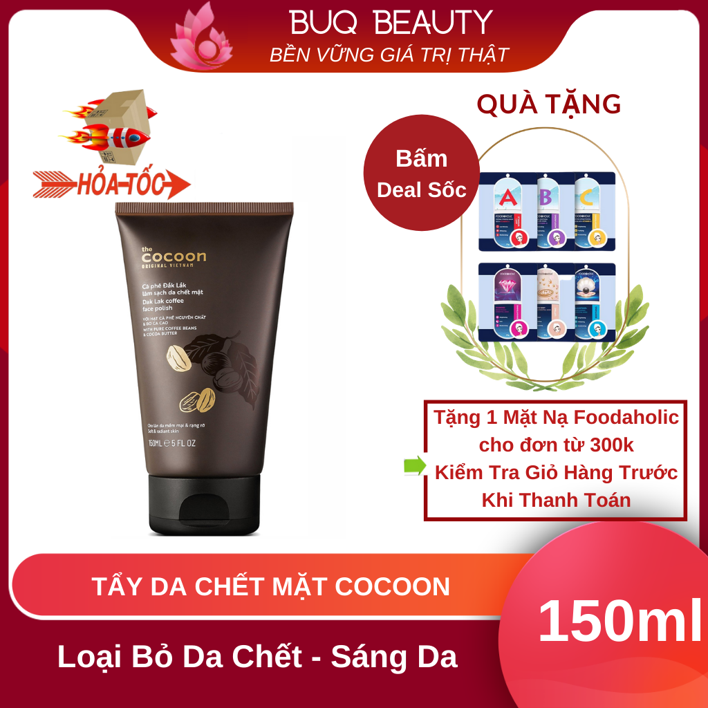 Tẩy tế bào chết da mặt cà phê đắk lắk cocoon chính hãng