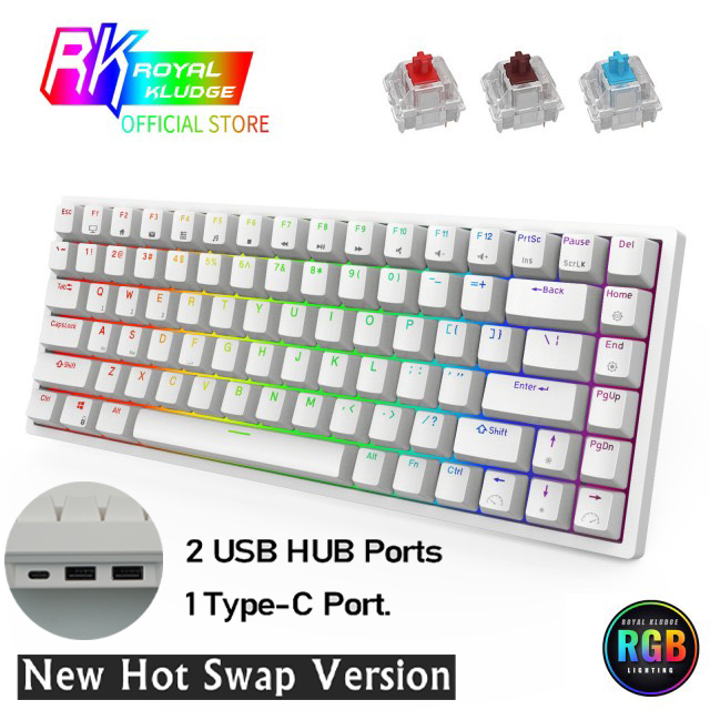 RK84 RGB HOTSWAP - Bàn phím cơ Royal Kludge RK84 RGB 84 phím kết nối 3 chế độ Dây/Bluetooth 5.0 và Wireless 2.4G dành cho Điện thoại/PC/Laptop - CHÍNH HÃNG