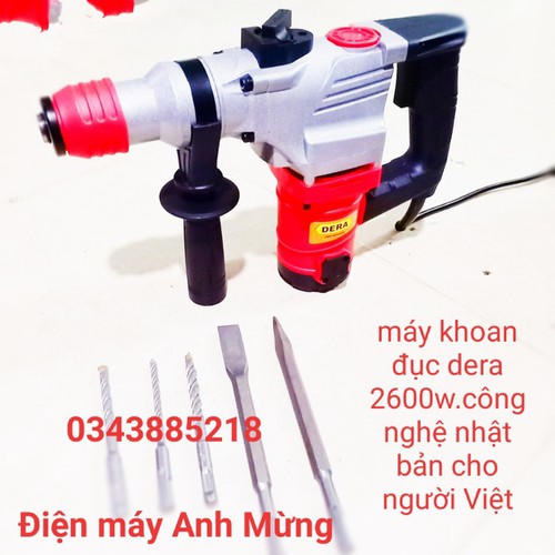 Máy khoan đục bê tông DERA SIÊU KHOẺ tặng 5 mũi khoan đục