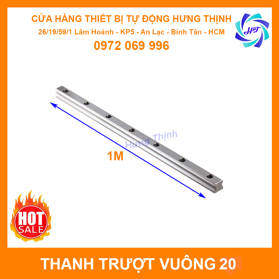 Ray Trượt Vuông 20 Dài 1000mm