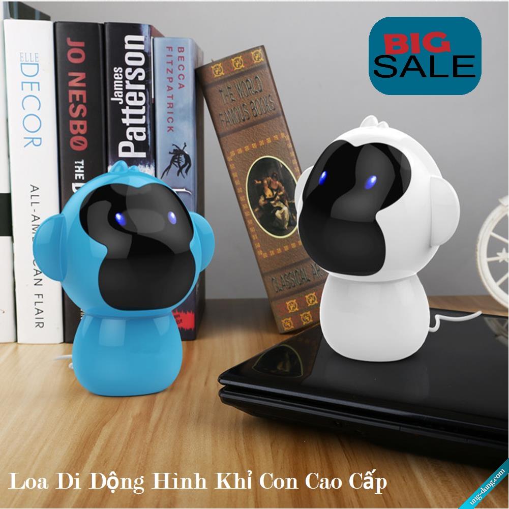 Loa hat karaoke di dong, loa di dong gia re, loa di động mini sạc cổng usb hình khỉ độc đáo, bass to rõ ràng không rè, dung lượng pin 600 mah sử dụng liên tục 3-4 tiếng, công suất 3w - mẫu mới 2019, sale giá sốc giảm 50%.