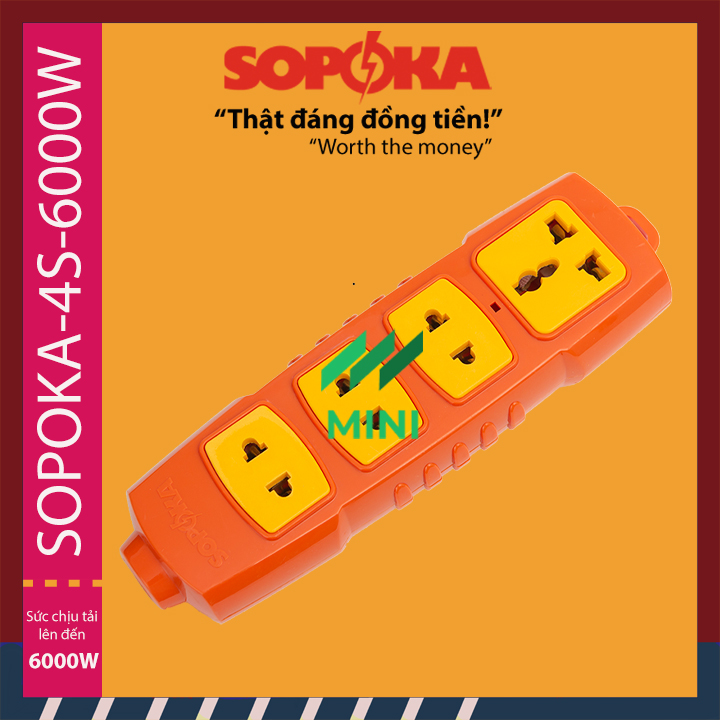 Ổ cắm 4 lỗ sopoka-4s-6000w chịu tải lên đến 6000w