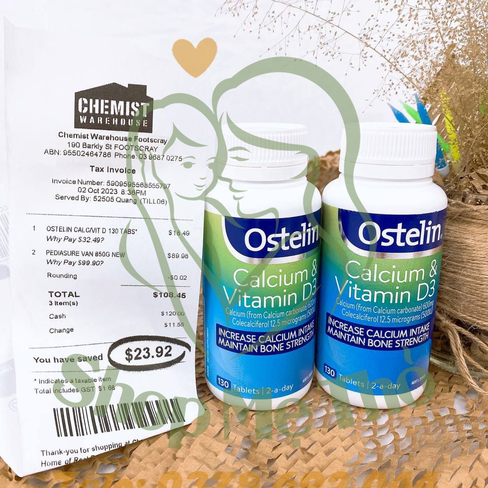 Canxi bầu Ostelin Calcium &amp; Vitamin d3 bổ sung Canxi, D3 cho bà bầu, mẹ cho con bú [Cam Kết Hàng Auth]