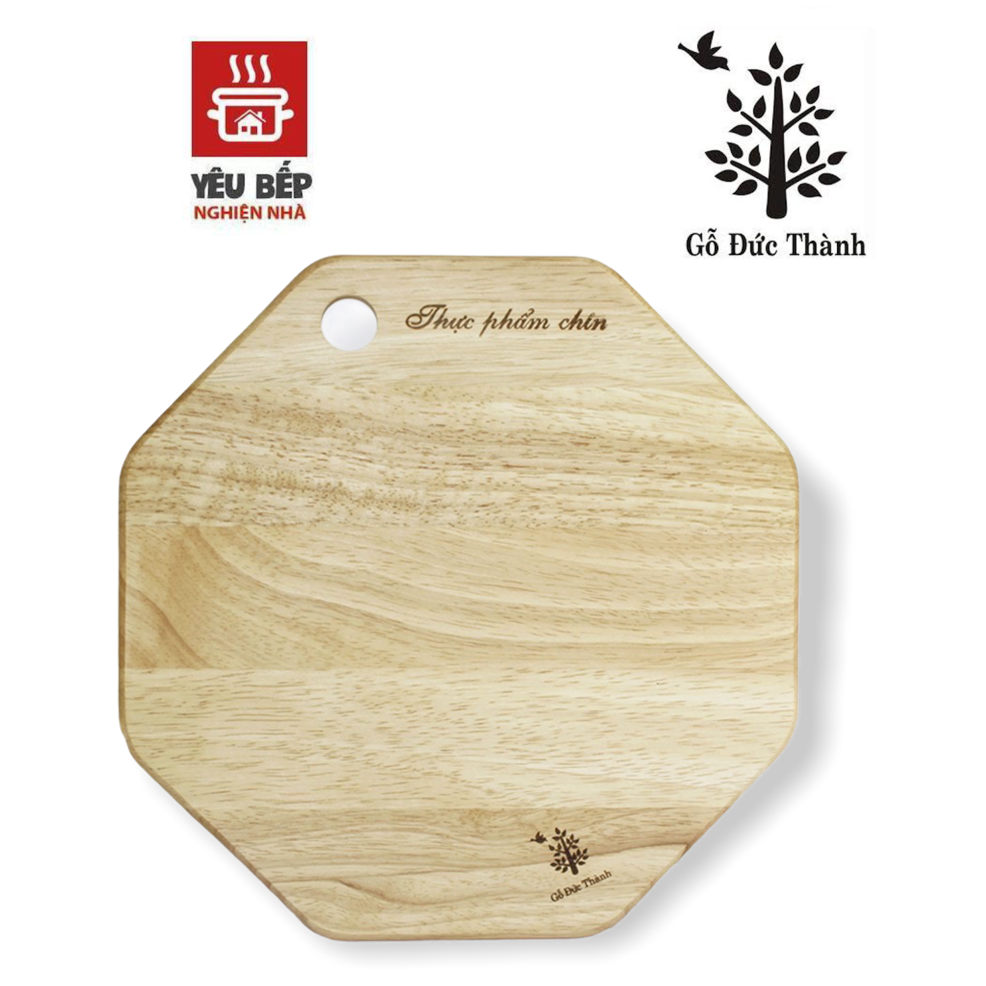 Bộ 2 thớt gỗ cao su tự nhiên hình bát giác đều 00331- dụng cụ nhà bếp cao cấp - gỗ đức thành