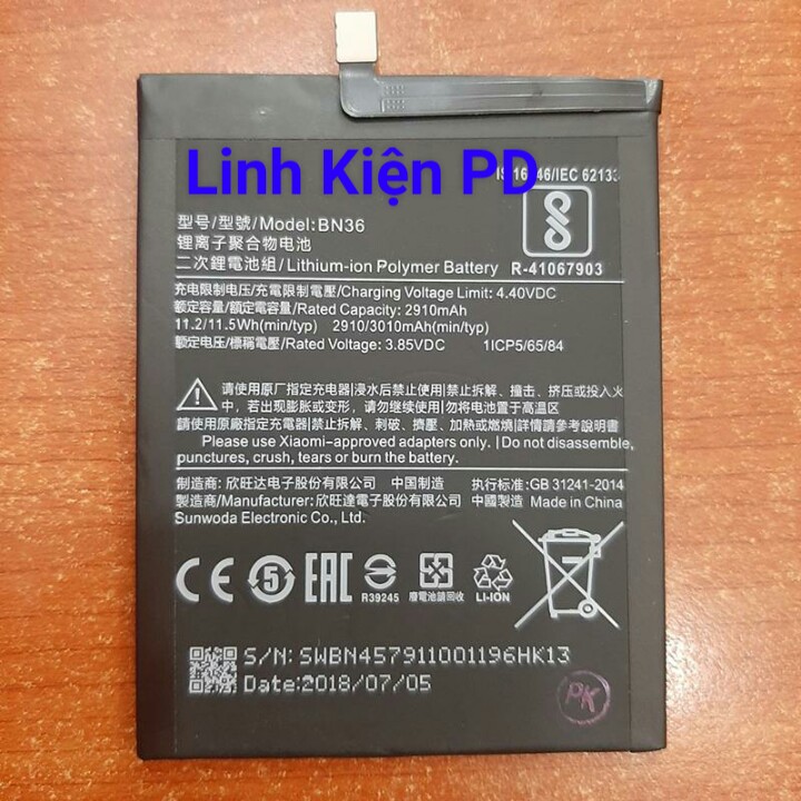 Pin xiaomi redmi Mi6X, MIA2 BN36