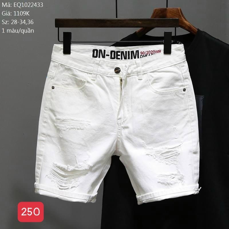 [Hoàn Tiền 15%] Quần short jean nam trắng cao cấp - Quần short jean nam rách nhẹ phong cách - Full team mác - Chất liệu jean - Co giãn tốt hàng chuẩn shop mẫu mới nhất (ảnh thật shop chụp ) DIỄM NHI SHOP DCZX7