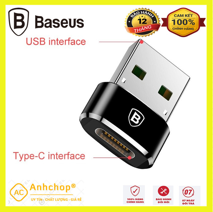 Đầu chuyển otg usb to type c hãng baseus,rock