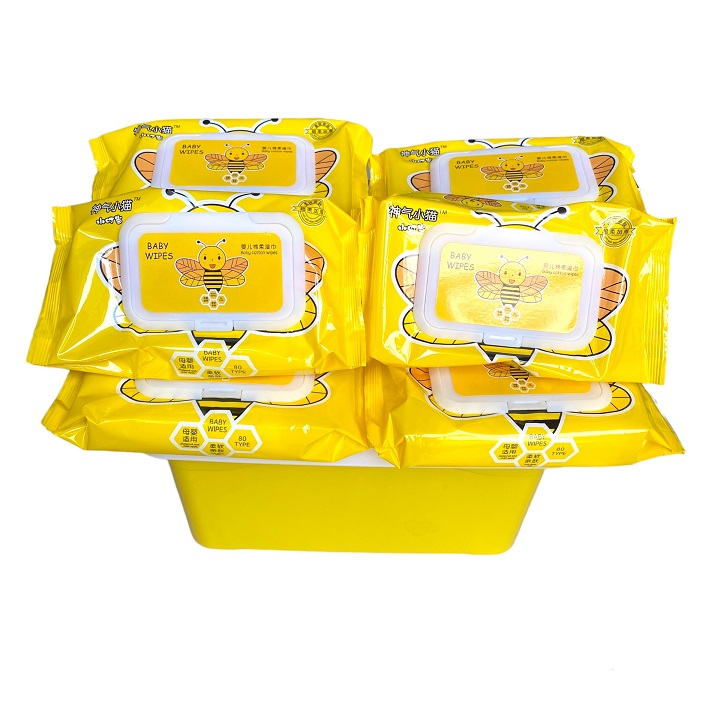 Set 10 bịch giấy ướt vịt vàng 1 bịch 80 tờ tặng kèm thùng nhựa siêu xinh