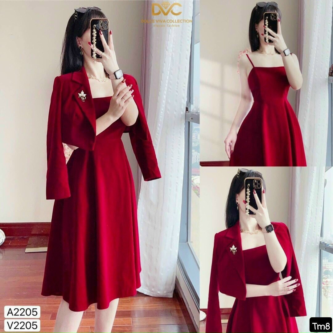 Đầm tiểu thư xinh đẹp kèm áo khoác xịn sò