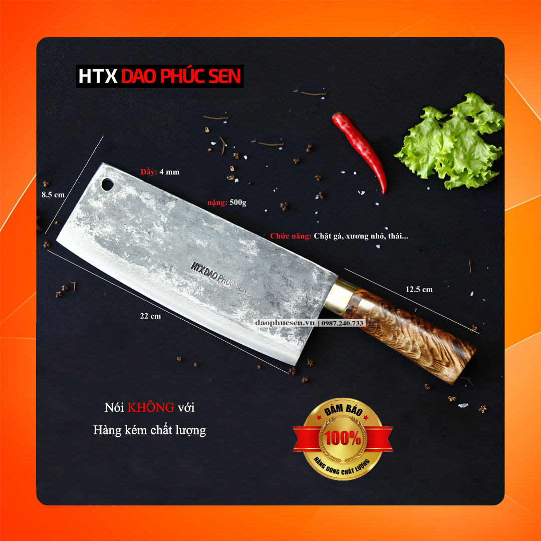 Dao Chặt Gà Vịt Xương - Cán Cẩm Khâu Đồng - G05D | Hàng Chuẩn HTX Dao Phúc Sen