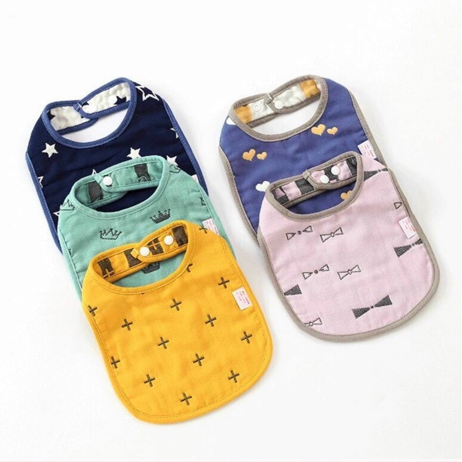 [SET 5 CÁI] Yếm xô 8 lớp chất cotton 100% siêu dày dặn cho bé - Sẵn nhiều mẫu mã