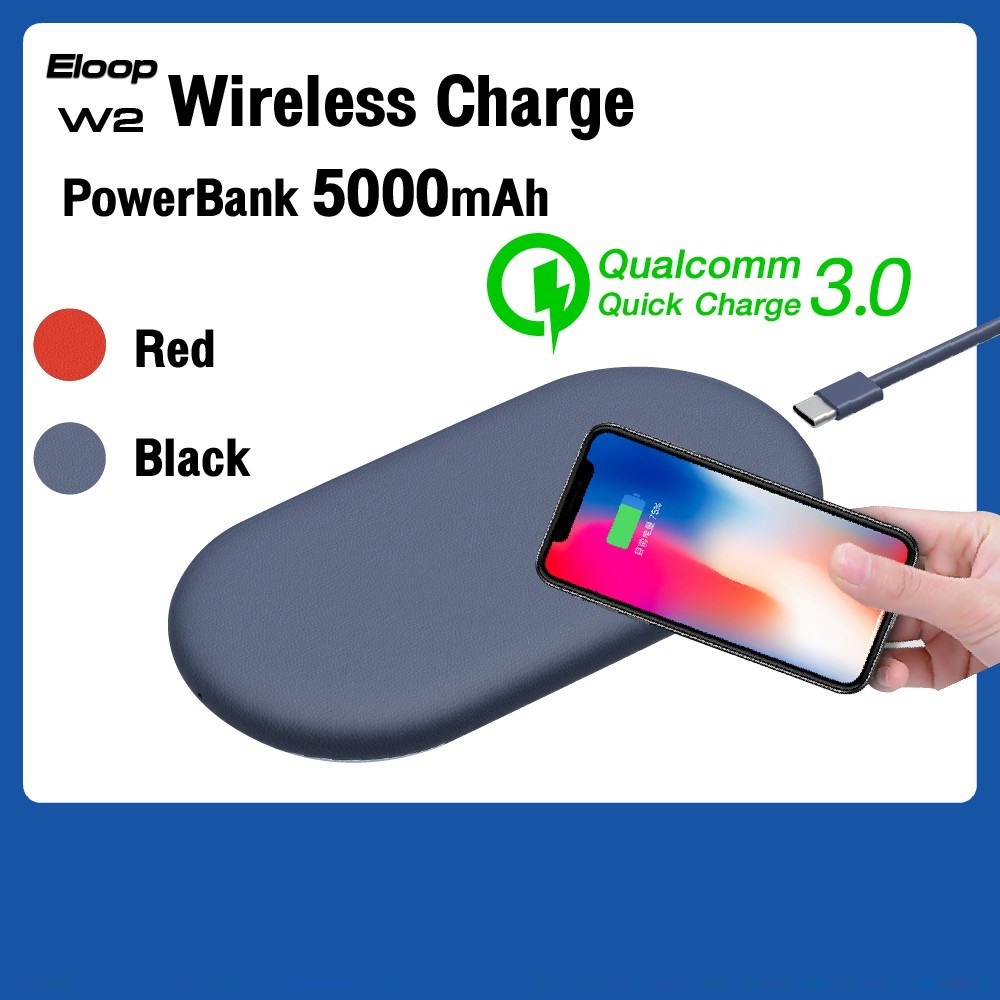 Pin Sạc Dự Phòng Kiêm Sạc Không Dây ELOOP W2, Dung lượng 5000mAh - Hãng Phân Phối Chính Thức