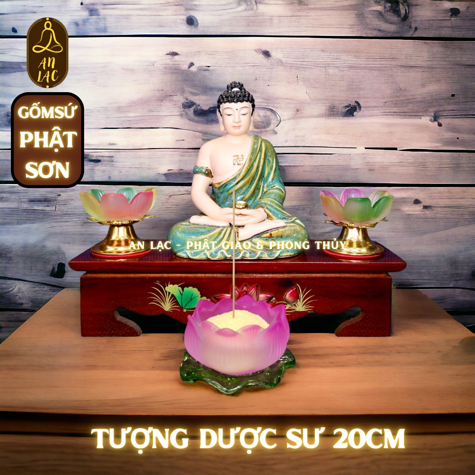 Tượng dược sư gốm sứ phật sơn 20cm suo
