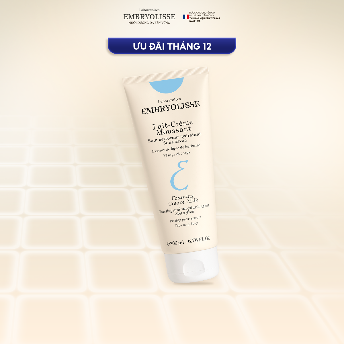  Sữa Rửa Mặt Sạch Sâu Chống Oxy Embryolisse Hóa Lait-Creme Moussant 200ml 