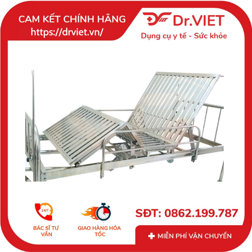 Giường nâng đầu có thanh chắn và bánh xe, có bô vệ sinh DCG44
