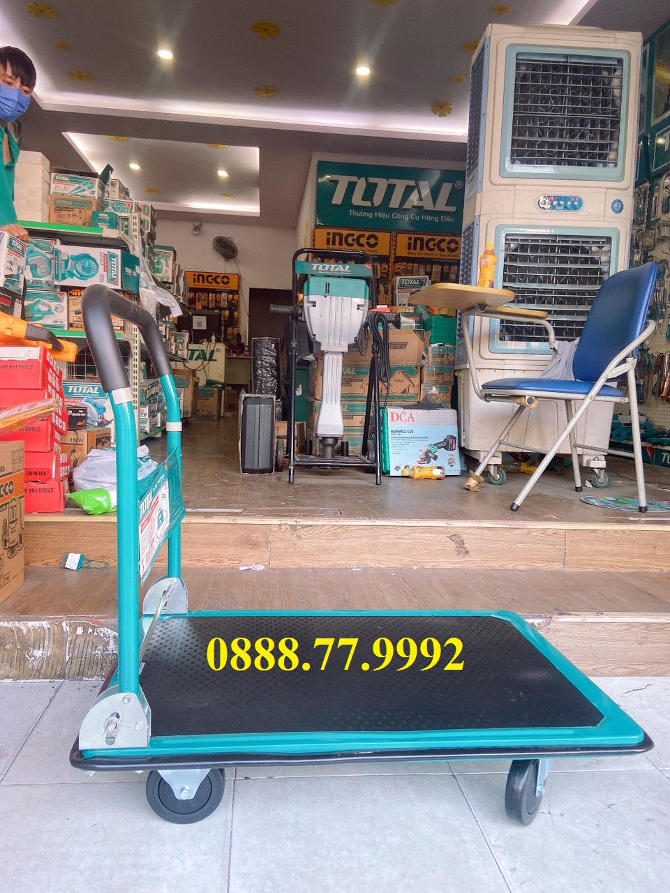 Xe đẩy hàng total ththp13002 gấp gọn khả năng tải 300kg bánh xe pu kích thước 5 inch - chính hãng