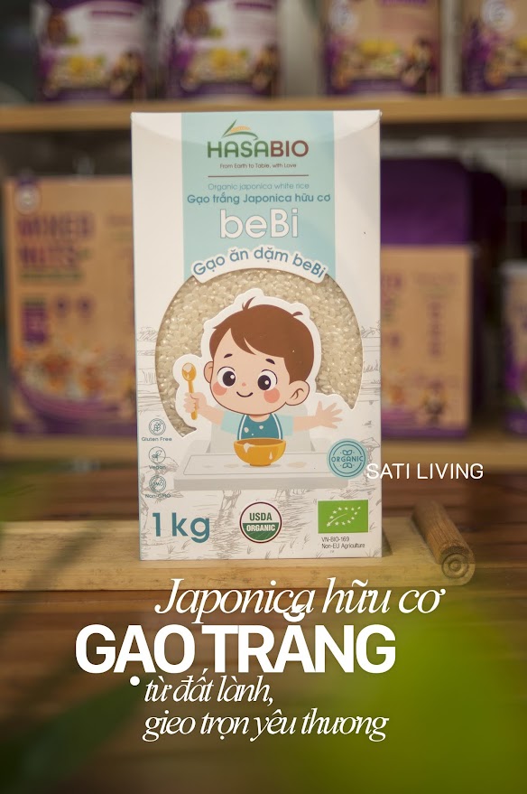 Gạo trắng Japonica hữu cơ beBi HasaBio