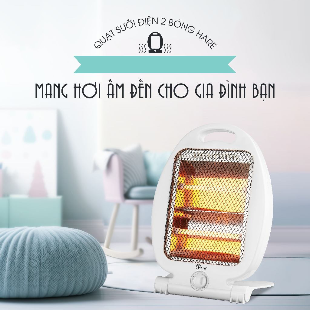 Quạt sưởi hai bóng tiết kiệm điện Halogen, Quạt Sưởi Ấm Nhà, Quạt sưởi Đèn sưởi ấm Máy sưởi phòng ngủ nhà tắm