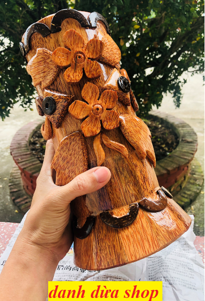 Có Video -  Ống căm nhang - ống cắm Hoa làm bằng gỗ dừa - HÀNG LOẠI 1 - mỹ nghệ gỗ dừa bến tre - DANH DUA SHOP