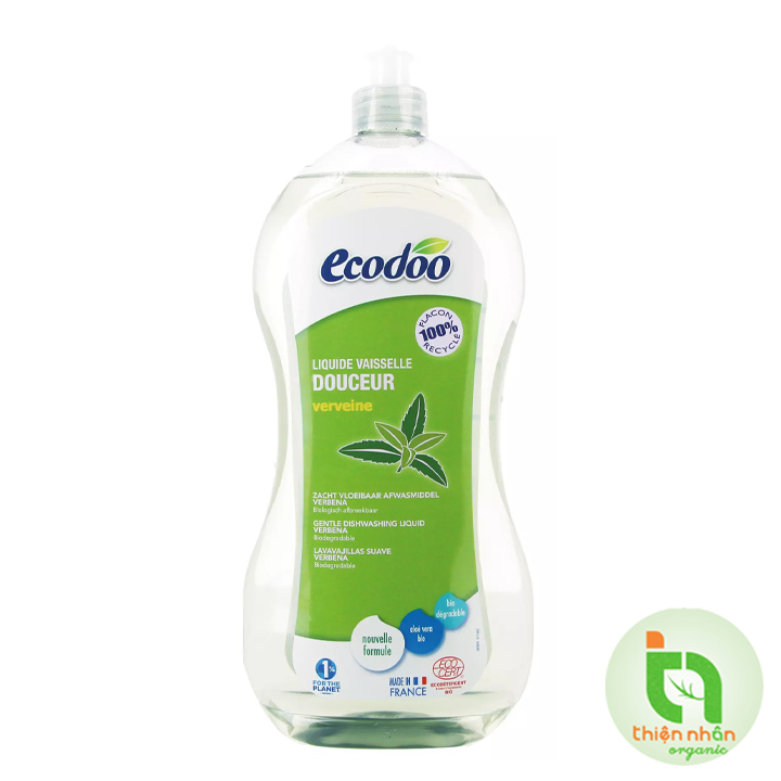 Nước rửa chén lô hội cỏ roi ngựa Ecodoo 1L Organic Gentle aloe verbena dishwashing liquid