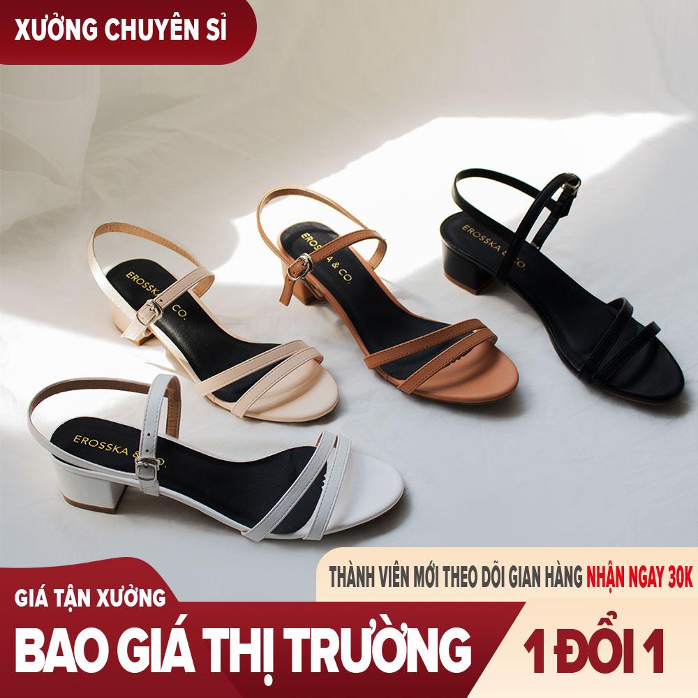 Giày nữ, giày cao gót đế vuông cao 3cm thời trang thiết kế phối màu sang trọng EB006