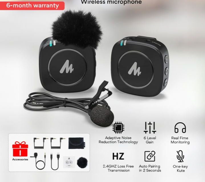 MAONO WM-820 Hệ Thống Micro Lavalier Không Dây MAONO 2.4G Có Kẹp Trên Micro Ve Áo Cho Vlog YouTube Đi Không Dây Trên Máy Ảnh Điện Thoại Máy Tính Bảng, Micro Phỏng Vấn Rode Tương Thích