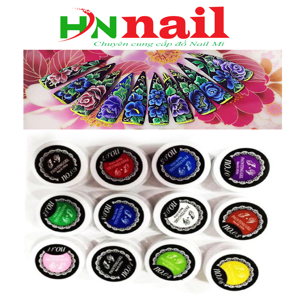 Sét Gel Vẽ 12 Màu trang trí chăm sóc móng làm đẹp nail shop HNnail