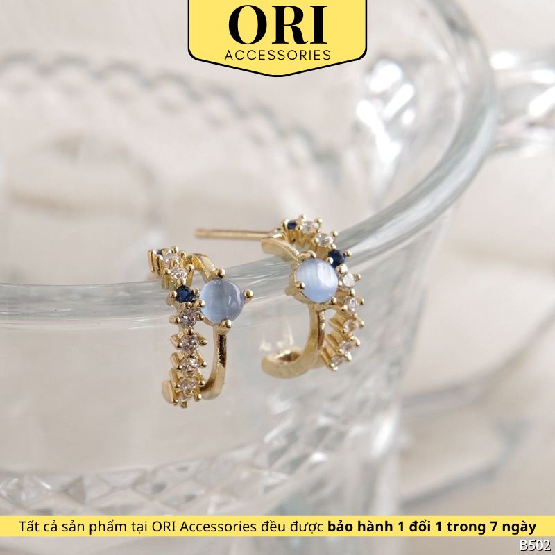 Bông tai nữ dáng nhỏ layla đính đá độc đáo ori accessories b502