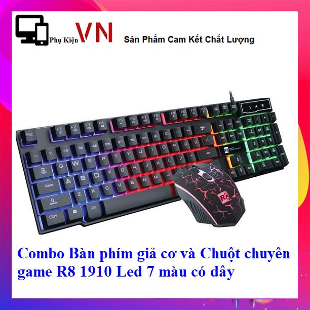 Deal sốc - combo bàn phím giả cơ và chuột chuyên game r8 1910 led 7 màu có dây