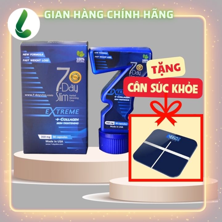   TẶNG CÂN ĐIỆN TỬ  Hộp 30 Viên - Giảm cân 7 Day Slim nhập khẩu Mỹ  USA  - Hiệu quả cho người có cơ địa khó đã dùng nhiều loại ko giảm 