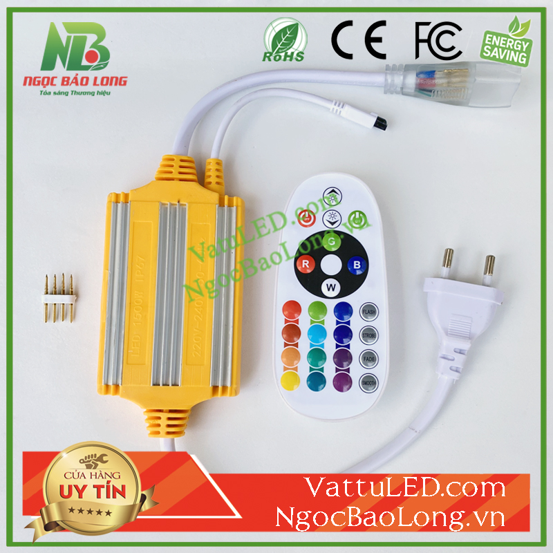 Bộ điều khiểnled dây 220V RGB 5050 có remote Điều khiển led dây rgb 220v nhiều hiệu ứng đẹp