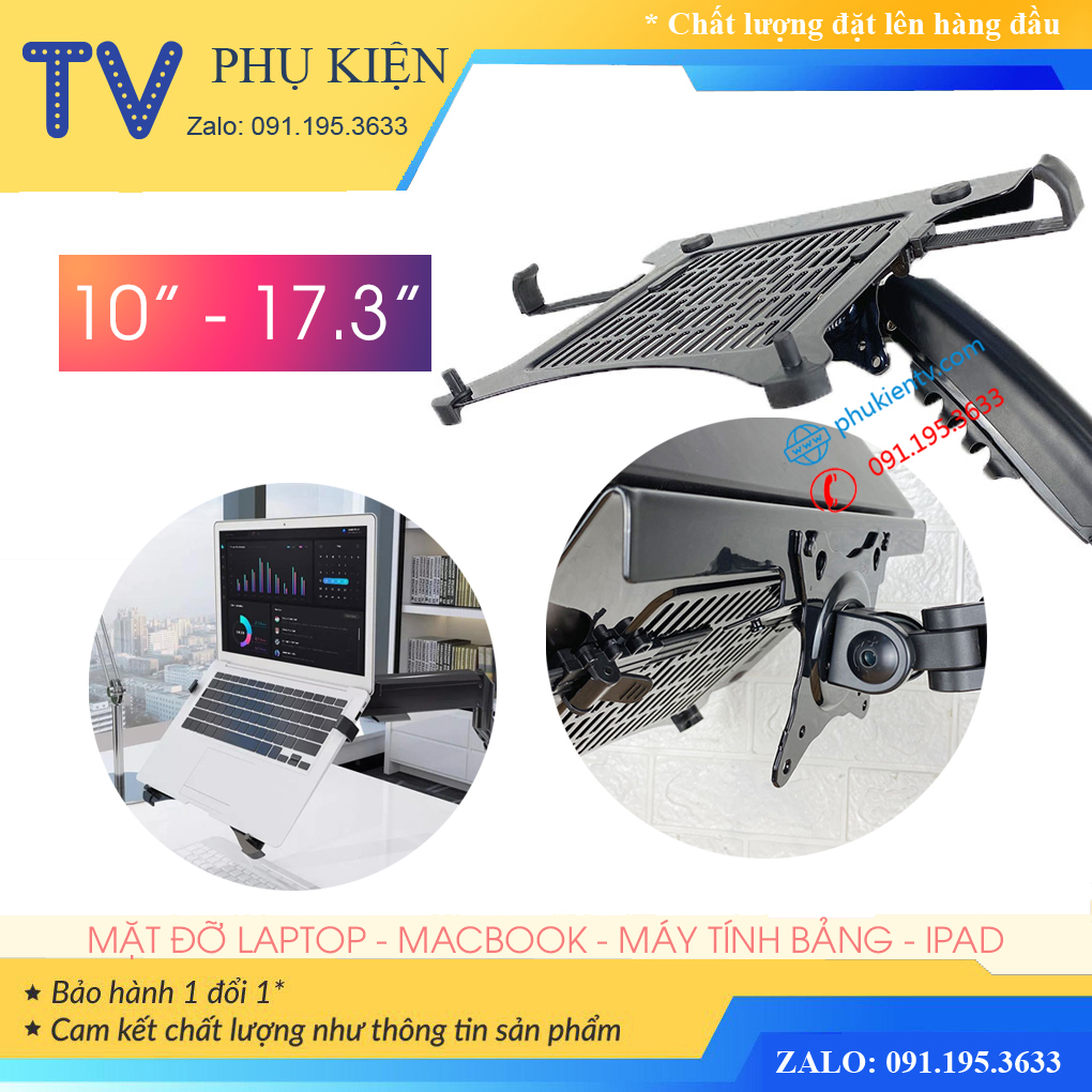 Giá đỡ LAPTOP, Macbook 10 - 15.6 Inch - Kệ Để MÁY TÍNH BẢNG , IPAD Tản Nhiệt Tốt - Lắp Cùng Giá Treo Màn Hình Máy Tính