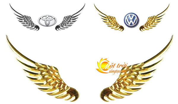Đôi cánh thiên thần trang trí logo ô tô (kim loại) màu vàng