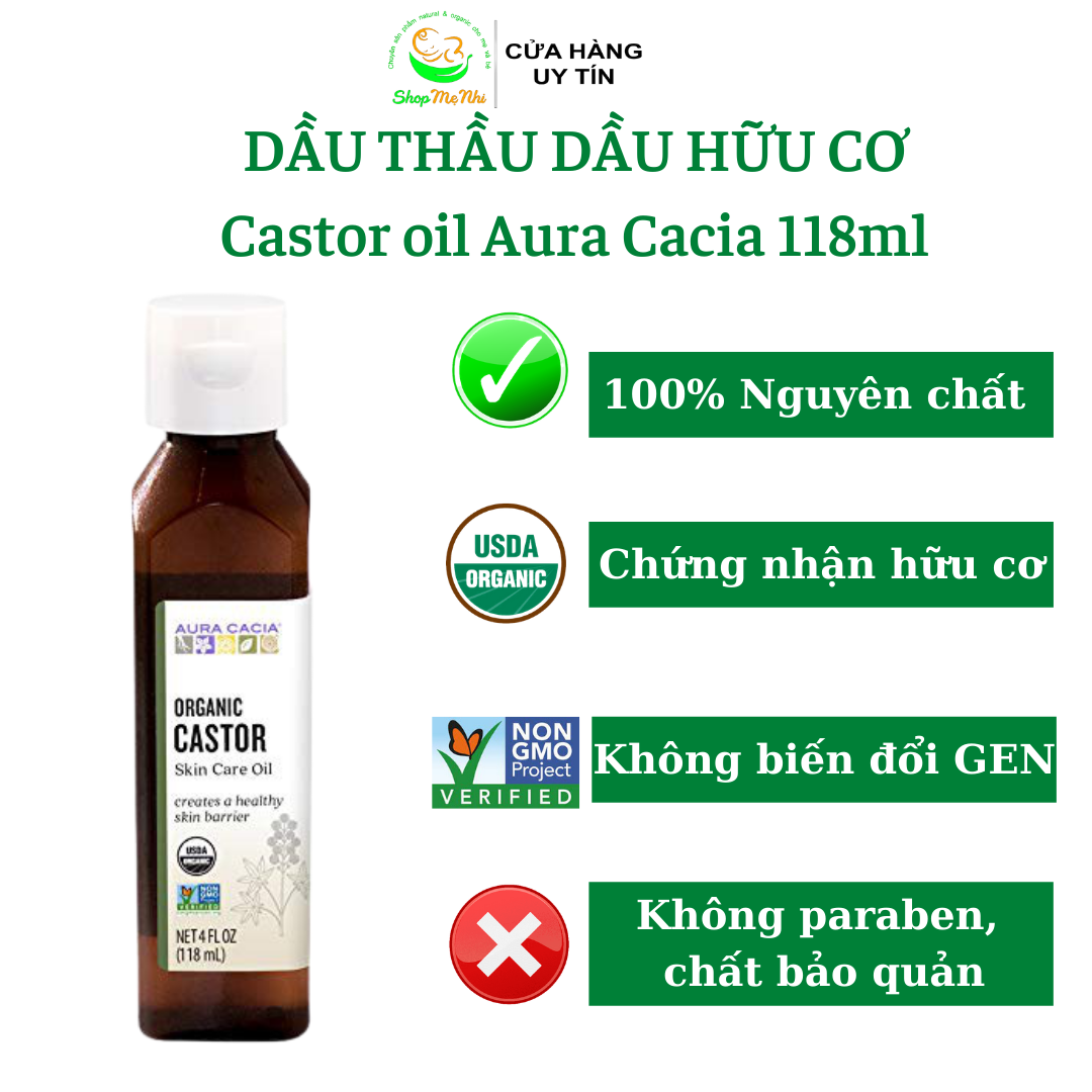 HCMDầu thầu dầu hữu cơ Aura Cacia castor oil 118ml.