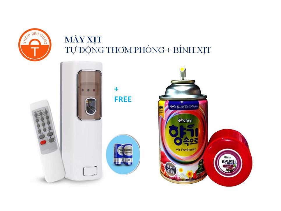 Máy xịt phòng tự động điều khiển tặng kèm chai xịt cafe 300ml