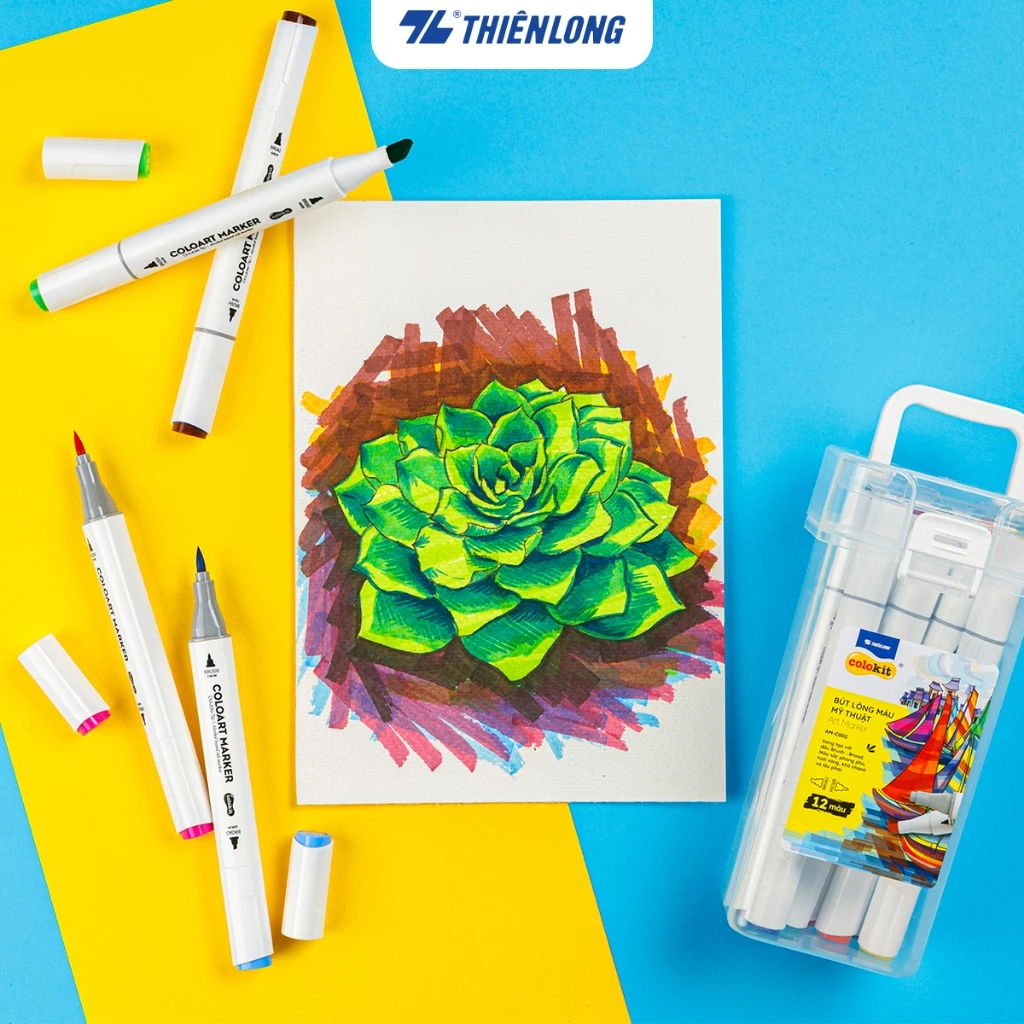 Bút Sơn Màu 2 Đầu Marker Acrylic Thiên Long - Chống Nước vẽ trên mọi chất liệu