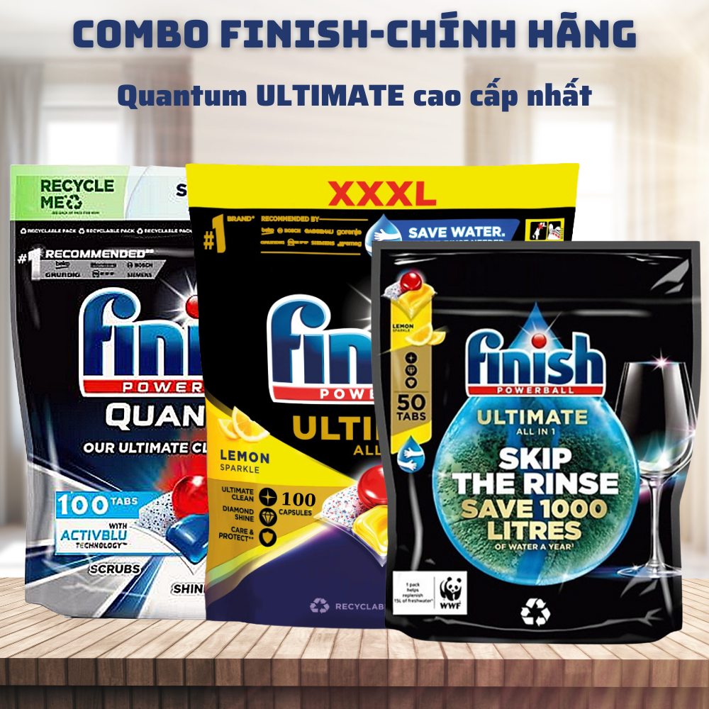 Viên rửa bát Finish Quantum ULTIMATE đủ loại dùng cho máy rửa chén bát - Nhập Khẩu Chính Hãng