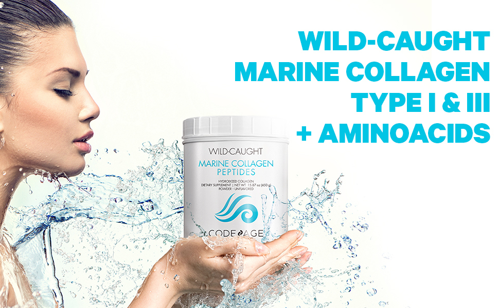 [tem chính hãng codeage] bột collagen giúp trẻ hóa, căng mịn da code age wild caught marine collagen peptides 450g 1