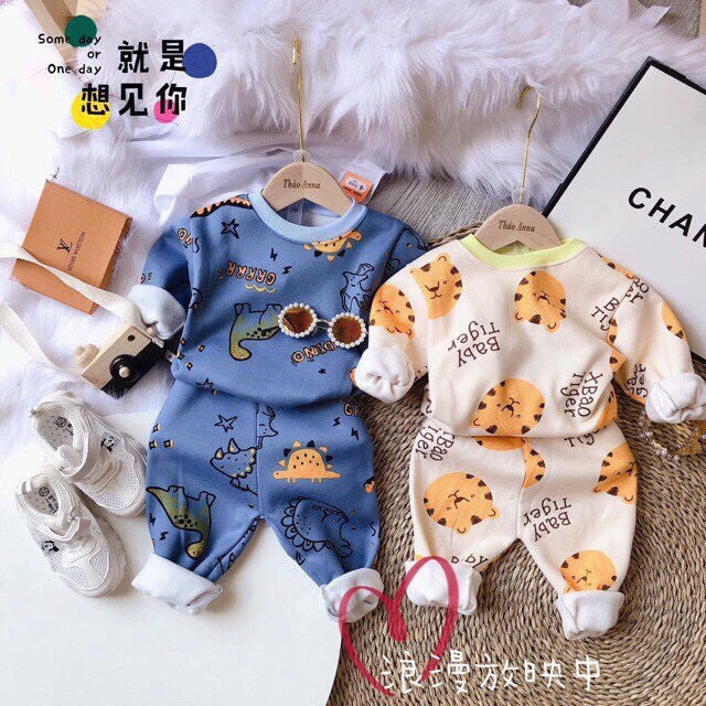 - Combo 5 bộ đồ nỉ bông ấm cho bé trai - Nỉ bông cho trẻ em trai