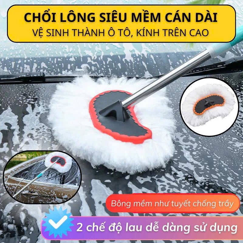 Car Cleaning Brush with Long Handle and Soft Bristles, Long Brush for Cleaning the Car Roof, Cleaning High-Rise Glass Surfaces Giá 42,000 Đồng*Miễn phí vận chuyển