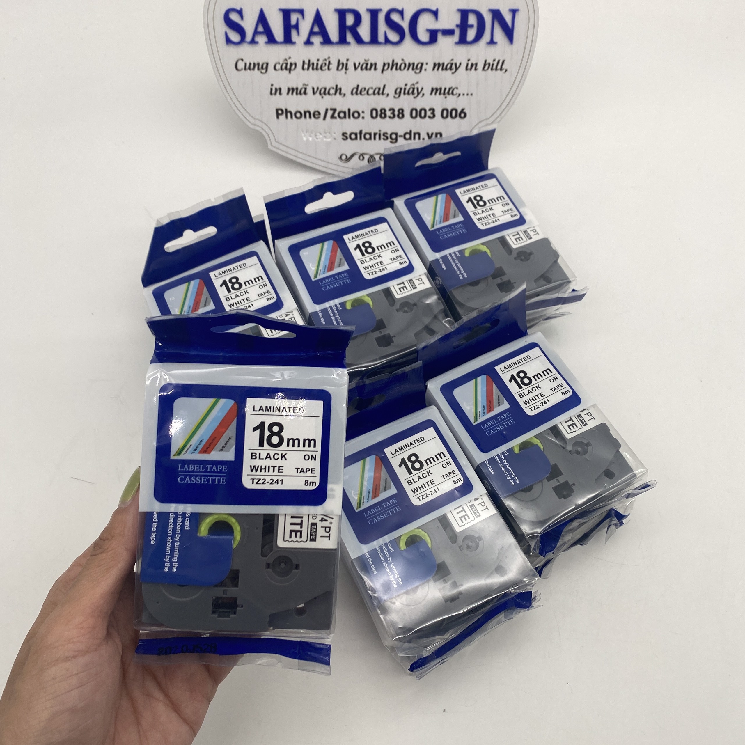 02 cuộn băng nhãn 18mm dùng cho máy in Brother